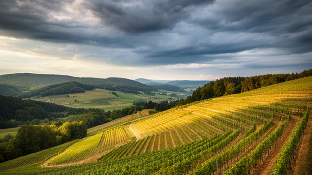 Weinberge der Weststeiermark unter wechselnder Bewölkung als regionaler Bezug für Wetterbeobachtungen