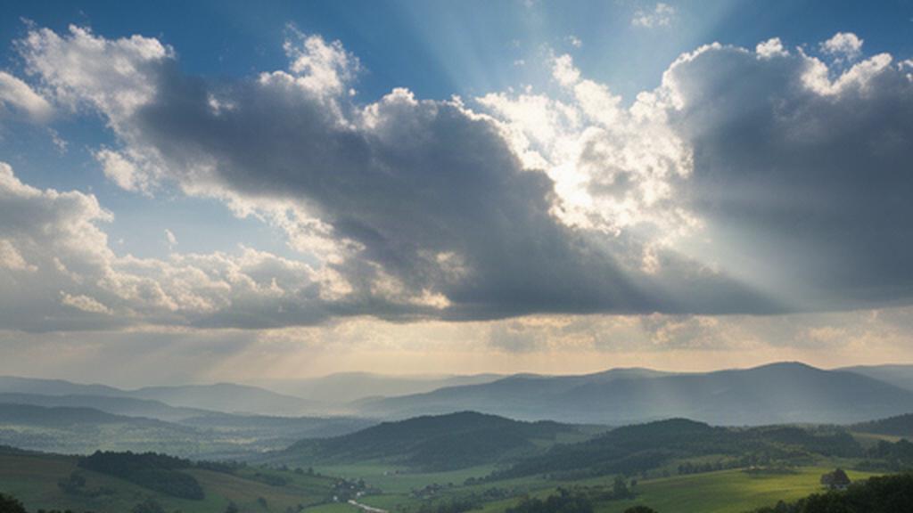 Aufklarender Himmel über den Hügeln der Weststeiermark nach einem Regenschauer