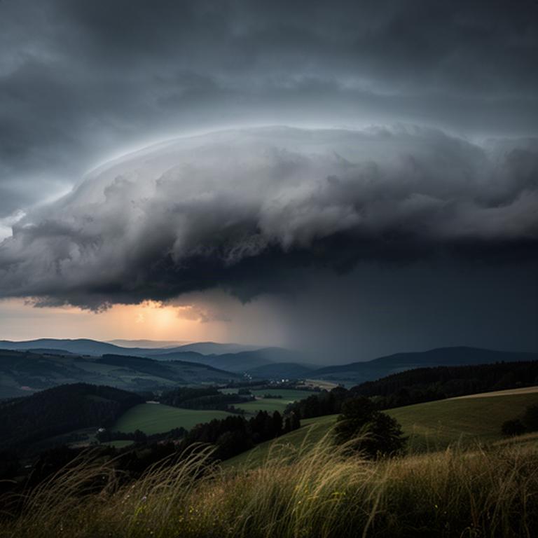 Gewitterwolken über den Hügeln der Steiermark vor einem möglichen Starkregenereignis
