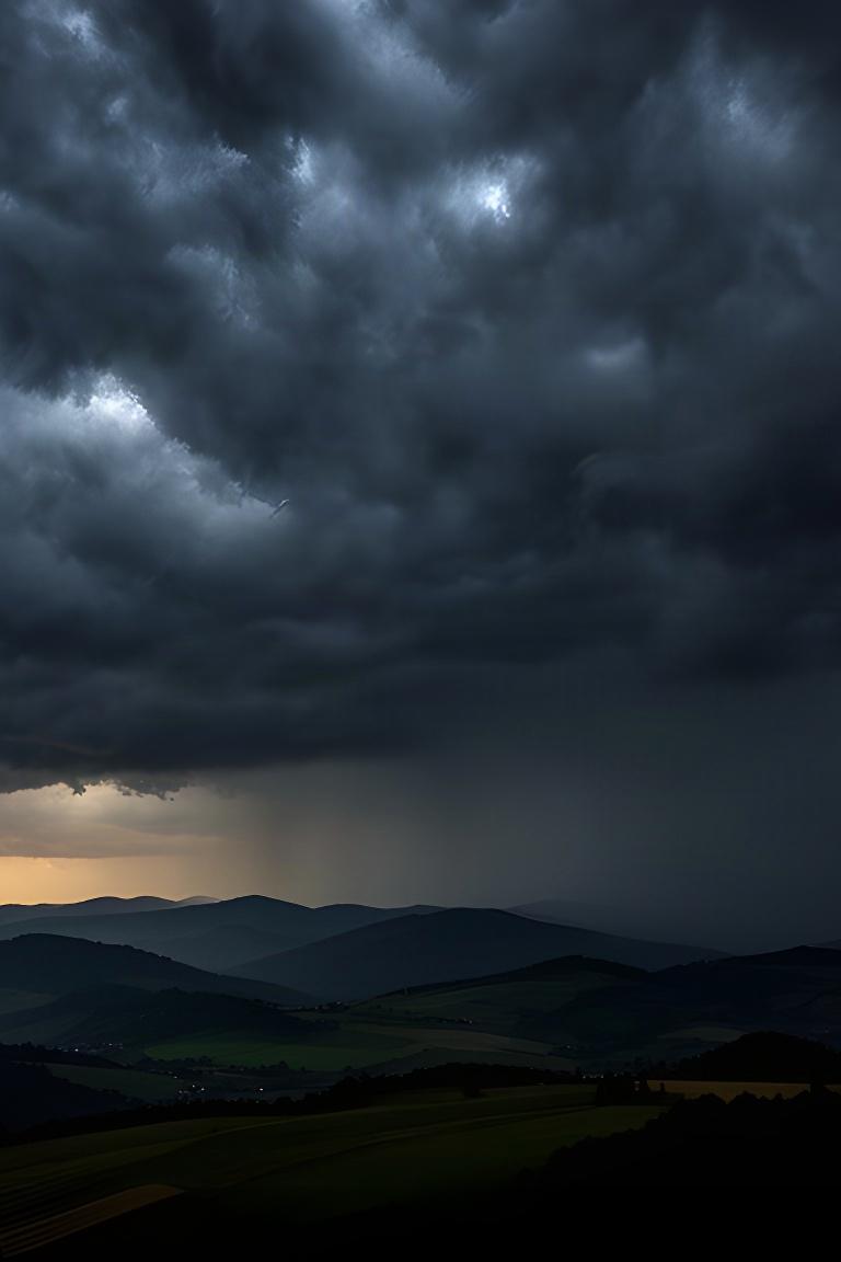 Dunkle Gewitterwolken sammeln sich über den Hügeln der Südsteiermark